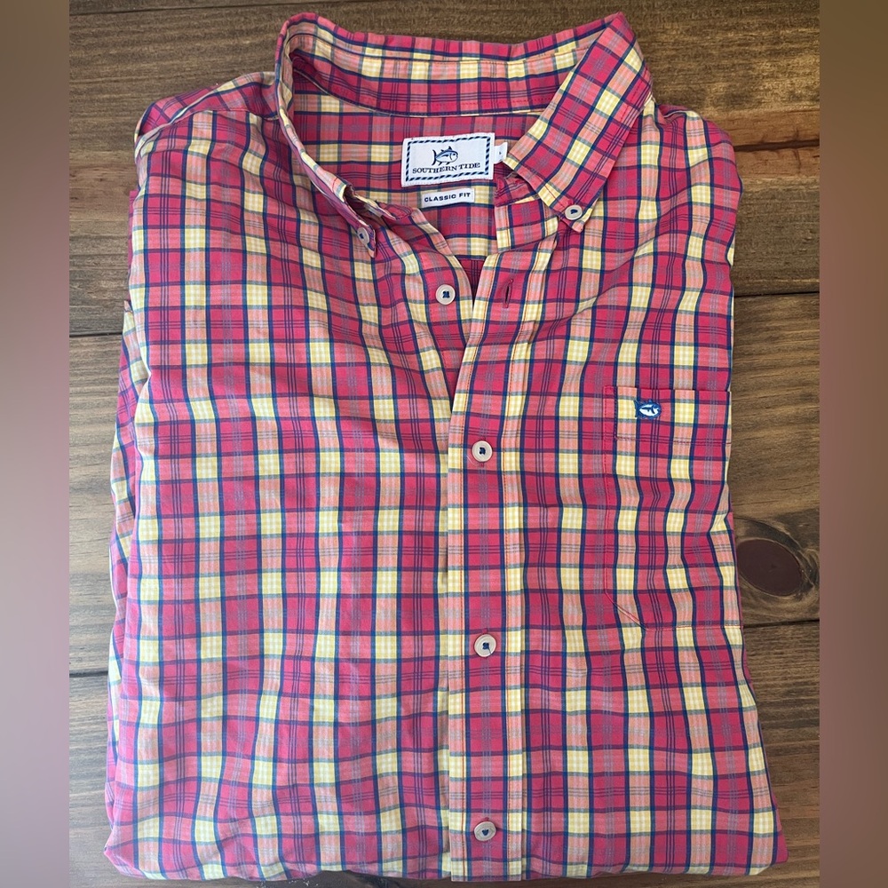 Mens Southern Tide Plaid Shirt, Mens Plaid Button Up, Southern Tide Button Up
